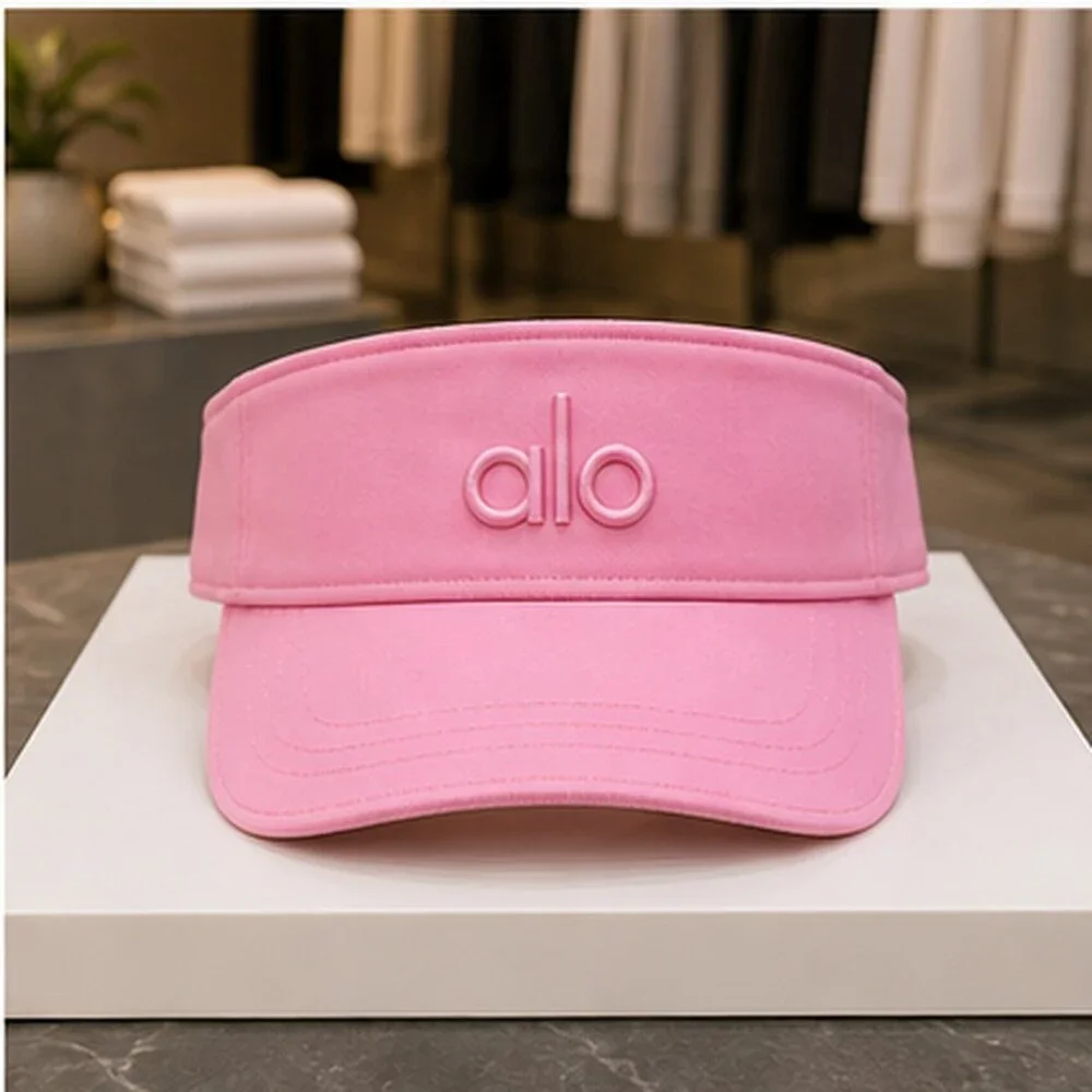 ALO Yoga Pink Gym Open Top Visor Hat Logo